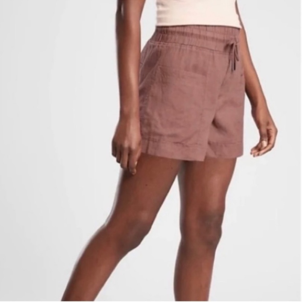 Athleta Cabo shorts linen pockets drawstring size 22 elastic waistband NEW